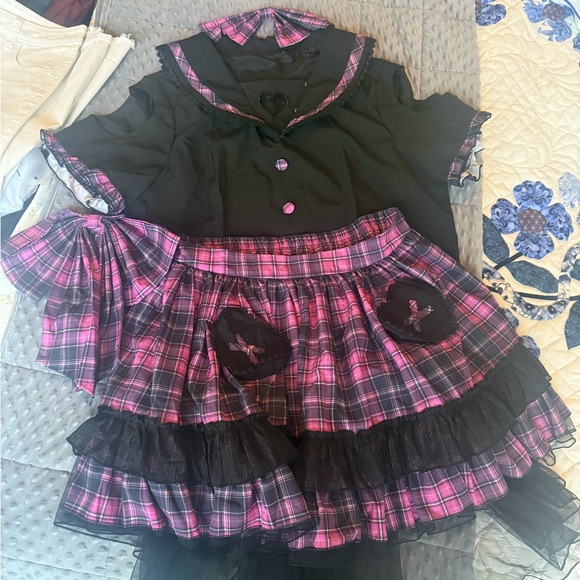 Black and Pink Plaid Gothic Lolita Dress - Picture 1 of 1